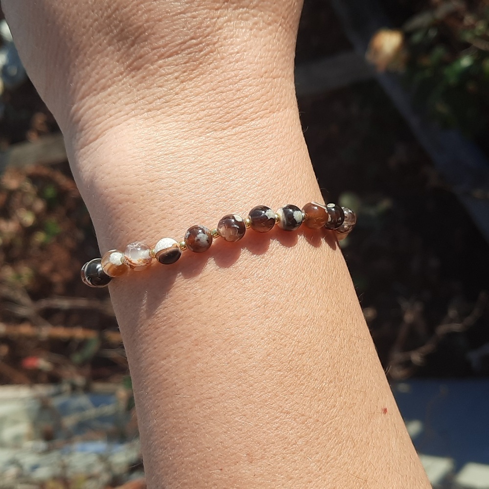 Coffee Fire Agate 6mm Bracelet (spacers) - Picture 4 of 4